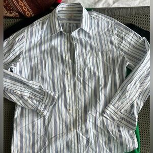 Men’s J. Crew Secret Wash cotton poplin shirt in stripe MERLIN WHITE BLUE